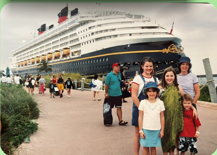 Cruise ship at sunset